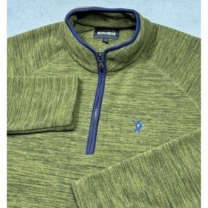 Bonobos Sweater Mens M 1/4 Zip Performance Fleece Pullover Moss Green Dadcore